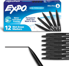 Visa Vis Wet Erase Markers Fine Point Black 12-Pack Ideal for Classroom  - $19.89