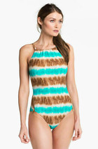 Michael Kors ~Size 6~ Tie-Dye Exposed Side-Zipper One-Piece Swimsuit Msrp $128 Z - £68.57 GBP