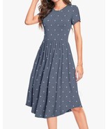 Women&#39;s Boutique Casual Knee Length Dress Short Sleeve Light Blue S Dot ... - $13.65 CAD