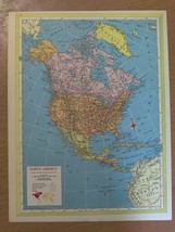 North America Map Vintage 1951 9&quot; x 12&quot; Print United States Canada Mexico - €12,63 EUR