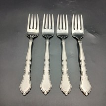 Oneida Community SATINIQUE Scroll Stainless Salad Forks Set 4 Vtg Discon... - £28.28 GBP