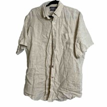 Daniel Cremieux 100% LINEN Button Down Shirt Mens Size Large Short Sleeve Beige - £11.71 GBP