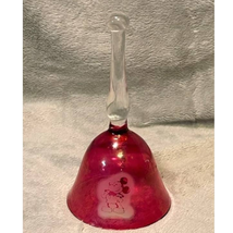 Vintage Mickey Mouse Etched Cranberry Glass Decorative Bell - £11.84 GBP