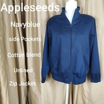 Appleseeds Navy Blue Zip Mock Neck Pockets Jacket Size 14 - $12.00