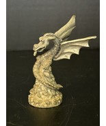Vtg Spoontiques Pewter DRAGON Figure w/ Red Crystal Eyes CMR 605 1986 Lo... - $226.96 MXN