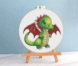 Dragon Cross stitch baby pattern pdf - Cute Dino cross stitch little dinosaur  - £5.11 GBP