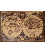 Vintage Globe Old World Map ~ Matte Brown Paper ~ Poster Size ~ 20.25&quot; x... - £20.59 GBP