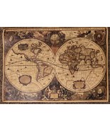 Vintage Globe Old World Map ~ Matte Brown Paper ~ Poster Size ~ 20.25&quot; x... - $26.18
