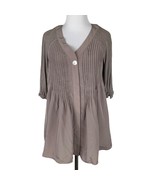 Style&amp;Co Womens Pleated Open-Front Blouse Tan Beige Gray XS - $221.71 MXN
