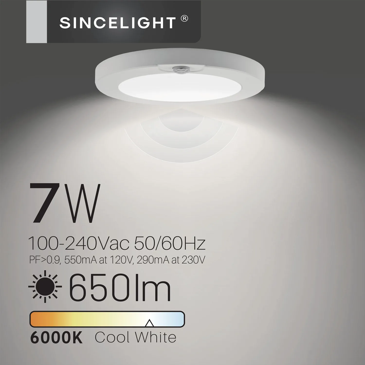PIR Motion Sensor 7W LED Ceiling Light ( ?6&#39;/146mm ), Automatically ON/OFF, Warm - £142.76 GBP