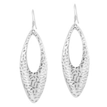 Stylish and Chic Open Ovals Textured Sterling Silver Dangle Earrings - £22.49 GBP