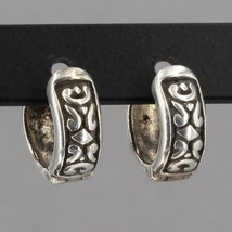 Vintage Silpada Small Sterling Silver Geometric Hinged Huggie Earrings P... - £39.17 GBP
