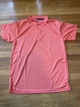 Real Essentials Men&#39;s Basic Short Sleeve Quick Dry Polo Shirt Orange Golf - £11.67 GBP