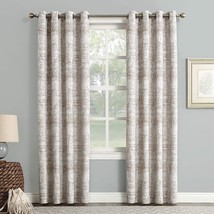 Sun Zero Darren Distressed Woven Jacquard Blackout Grommet Curtain Panel,, Camel - £27.93 GBP