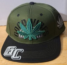 Good Vibes Marijuana Leaf Cannabis Weed Snapback Baseball Cap ( Green ) - £12.84 GBP