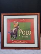 Vintage Original Polo Brand Gold Buckle Fruit Crate Label  Framed  - £634.25 GBP