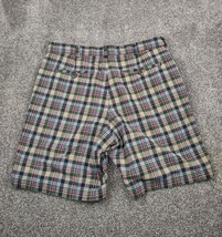 Lands End Shorts Mens 34 Multicolor 100% Cotton Plaid Flat Front Chino Casual - £13.50 GBP