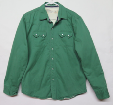 Levis Shirt Jacket Sherpa Fleece Lined Sawtooth Pearl Snap Green Mens Me... - $45.25