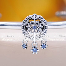 925 Sterling Silver Icy Snowflake Drop Charm Bead 2022 Winter Collection - £14.60 GBP