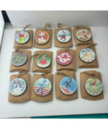 12 Days of Christmas Wood Slice Ornaments Holiday Set 3in Rustic - $49.49