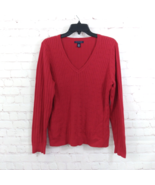 Tommy Hilfiger Sweater Womens XL Red Long Sleeve V Neck Cotton Preppy Y2... - $24.99