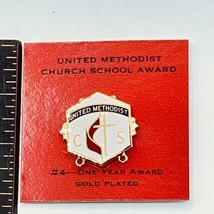 Vintage United Methodist Church School Lapel Pin 1 Year Award Gold plated - £11.05 GBP