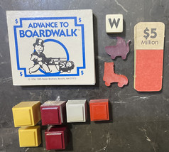 Game Parts Pieces Advance to Boardwalk 1985 Parker Brothers Cards Die Pr... - $3.39