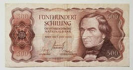 AUSTRIA 500 SHILLING BANKNOTE 1965 RARE NO RESERVE - $46.39