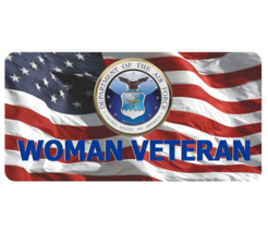 Air Force Woman Veteran Us Flag Chrome License Plate - £23.91 GBP