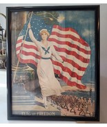 Antique Original WWI Poster Flag of Freedom 1918 21&quot; x 17&quot; Framed USA *R... - £308.86 GBP