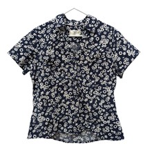 Riders by Lee Navy Blue Floral Button Down Cotton Short Sleeve Shirt Large L - £31.59 GBP