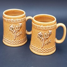 Set of 2 West Highland Pottery 4&quot; Tankard Mugs Scottish Thistle Scotland - £27.50 GBP