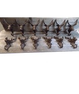 12 Rustic Elk Deer Moose Head Hooks Cast Iron Coat Hook Rack Restoration... - £55.07 GBP