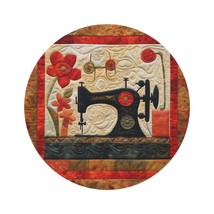 Sewing Machine Quilt: A Crafted Design Homage to Stitching - Round Rug - £121.05 GBP