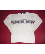 Boys Grey / Navy Snowflake Ribbed Cotton Sweater S/M  - £7.86 GBP