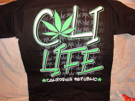 Marijuana Leaf Leaves Cali Life California Republic T-SHIRT Shirt - £9.06 GBP