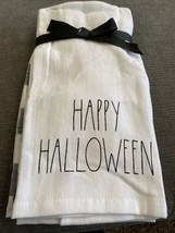 RAE DUNN Happy Halloween Trick Or Treat Black Gingham Kitchen Towel Set Of 3 - £12.71 GBP