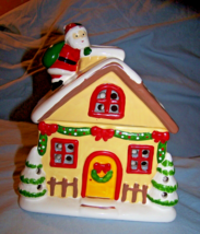 Vintage 1986 Wicks &#39;N Sticks Lighted Christmas House w/Santa at Chimney-... - $18.50