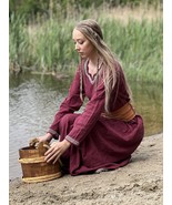 Light Viking Dress with Hand Embroidery – 100% Cotton Historic Gown - €85,46 EUR