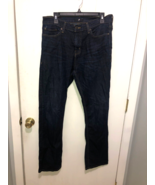Lightening Bolt Stretch Jeans Mens 34X33 Inside Tag Says 32X32 Dark Wash - $9.89