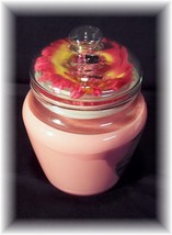 HANNA&#39;S SOY 20 OZ JAR CANDLE RUBY RED ARBOR/PINK DAISY - $12.95