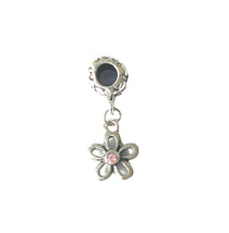 Pink Blue Rhinestone Flower Dangle Charm Bead European Jewelry Making DIY - $2.99