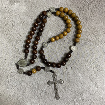 Two-tone Catholic Rosary combination, Paracord Rosary, Wood Bead rosary - £19.90 GBP