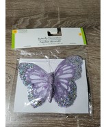 NEW! Floral Garden Sheer Rhinestone Glitter 5&quot;x 3.5&quot; Purple Butterfly W/... - $312.81 MXN