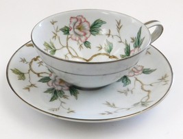 Noritake Chatham Bone China Tea Coffee Cup Saucer 5602 Flowers Vine Vintage - £19.87 GBP