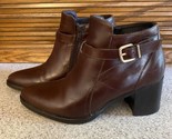 Luis Gonzalo Brown Leather Chunky Heel Women’s Booties Boots Size 37 7 S... - $31.34