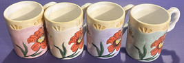 Set of 4 Vintage Botanical Floral /Butterfly Large Stoneware Coffee Cups... - $23.38