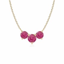 Authenticity Guarantee 
Classic Trio Pink Sapphire Necklace in 14K Yellow Gold - £877.82 GBP