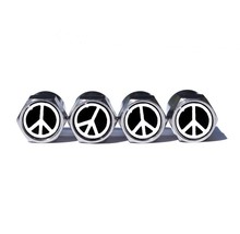 Peace Sign Tire Valve Stem Caps - Chrome Surface - Set of Four - £9.47 GBP