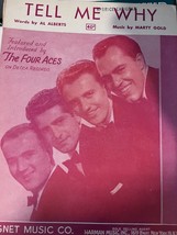 Tell Me Why Four Aces 1957 Sheet Music Al Alberts Marty Gold - £3.79 GBP